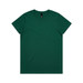 A green T-shirt with a crew neck and short sleeves, featuring a brand logo on the label.