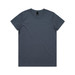 A dark blue t-shirt with a round neck and short sleeves. The shirt features a branding label on the neck.