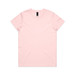 A pink t-shirt with a crew neck and short sleeves, featuring a brand logo on the label.