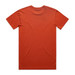 An orange t-shirt featuring a plain back with no visible logos or designs.