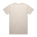 A beige t-shirt with a plain design and no visible branding, viewed from the back.