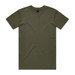 An olive green T-shirt with a classic crew neckline and short sleeves. The shirt features a logo.