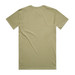 A khaki T-shirt featuring a classic crew neck and short sleeves, with a plain back and a logo on the label.