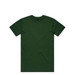 A green T-shirt with a round neckline and short sleeves, featuring a label and no visible designs.