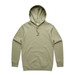 A green hoodie featuring a front pocket and a drawstring hood. The design includes a logo.