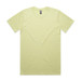 A plain light yellow t-shirt with a crew neckline and short sleeves. It features a label and has no visible designs.