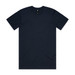 A navy classic tee featuring a round neck and short sleeves. It has a logo on the label.
