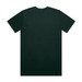 A dark green t-shirt featuring a plain back. The shirt is made of soft fabric and has a logo.