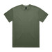 A heavy olive green T-shirt with a classic crew neck and short sleeves. Features a label inside.