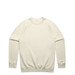 A cream-coloured sweater with a classic crew neck and raglan sleeves. It features a branding logo.