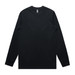 A black long-sleeve T-shirt featuring a crew neckline and a plain design with a logo.