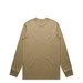 A long-sleeve t-shirt in a tan colour, featuring a simple design and a logo on the neckline.