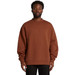 A brown sweater with a relaxed fit, featuring long sleeves and a crew neckline. It has a branding logo.