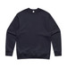 A navy jumper with a classic crew neck and long sleeves. It features a plain design and has a branding logo.