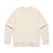 A cream-coloured jumper with a round neckline and long sleeves. It features a logo on the front.