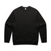 A black jumper featuring a classic crew neck design and long sleeves. It has a logo on the inside.