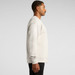 A light grey crew jumper featuring long sleeves and a ribbed hem, displayed on a model in profile.