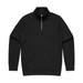 A black half zip crew jumper with long sleeves, featuring a front zip and a simple, clean design.