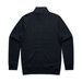 A black half zip crew jumper with a simple design and a collar at the neck, featuring a branding logo.