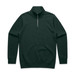 A dark green half zip crew jumper with long sleeves and a zip at the neckline, featuring a logo.