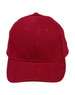 A red heavy brushed cotton cap with a curved brim and adjustable strap at the back. It features a logo.