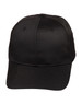 A black polycotton twill cap with a structured design and a logo on the front.