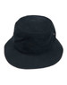 A soft washed black bucket hat with a contrast trim and a logo. Ideal for headwear collection.