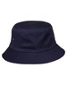 A navy bucket hat with a wide brim and two side ventilation holes. The hat features a simple design and no visible branding.