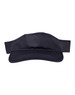 A black visor with a wide brim and adjustable back strap, featuring a logo.