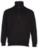 A black 1/2 zip collar polar fleece jumper featuring a high neck and long sleeves, with a logo on the front.