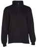 A black half-zip fleece jumper featuring a high collar and long sleeves. Includes a logo.