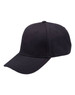A black wool blend cap with a curved peak and vents, featuring a logo on the front.