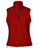 A red softshell hi-tech vest with a zip front and two side pockets, featuring a brand logo.