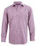 Men's two-tone mini check long-sleeve shirt in red and white with a button-up front and pocket detail.