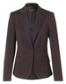 A women's cropped blazer in dark brown with a single button, featuring a sleek, tailored design.