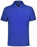 A unisex polo shirt in a vibrant blue colour, featuring a collar and a single logo.