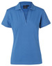 A ladies' polo shirt in a vibrant blue colour, featuring a classic collar and short sleeves. It includes a logo.