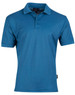 A men's polo shirt in a vibrant shade of blue, featuring a collar and a logo.