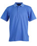 A blue Men's Connection Polo shirt featuring a collar, buttons, and short sleeves, with a branding logo.