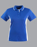 Ladies' TrueDry Contrast S/S Polo in vibrant blue with white side accents. Features a classic polo collar and three buttons.