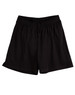Black adult cooldry sports shorts with an elastic waistband and drawstring, featuring a logo on the side.