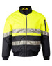 Hi-Vis two-tone jacket in bright yellow and black, featuring reflective 3M tapes and a zippered front. Includes a pocket.