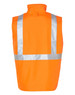 A bright orange reversible safety vest featuring reflective silver hoop patterns and a collar.