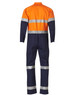 Hi-vis men's lightweight cotton coverall in orange and navy with reflective 3M tape detailing. Features a logo.