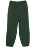 Dark green track pants with an elastic waistband and a drawstring, featuring two side pockets and a logo.