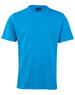 A bright blue semi-fitted cotton t-shirt for kids, featuring short sleeves and a simple design.