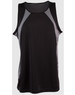 A black men's sprint singlet with grey mesh panels and a logo. Features a sleeveless design for active wear.