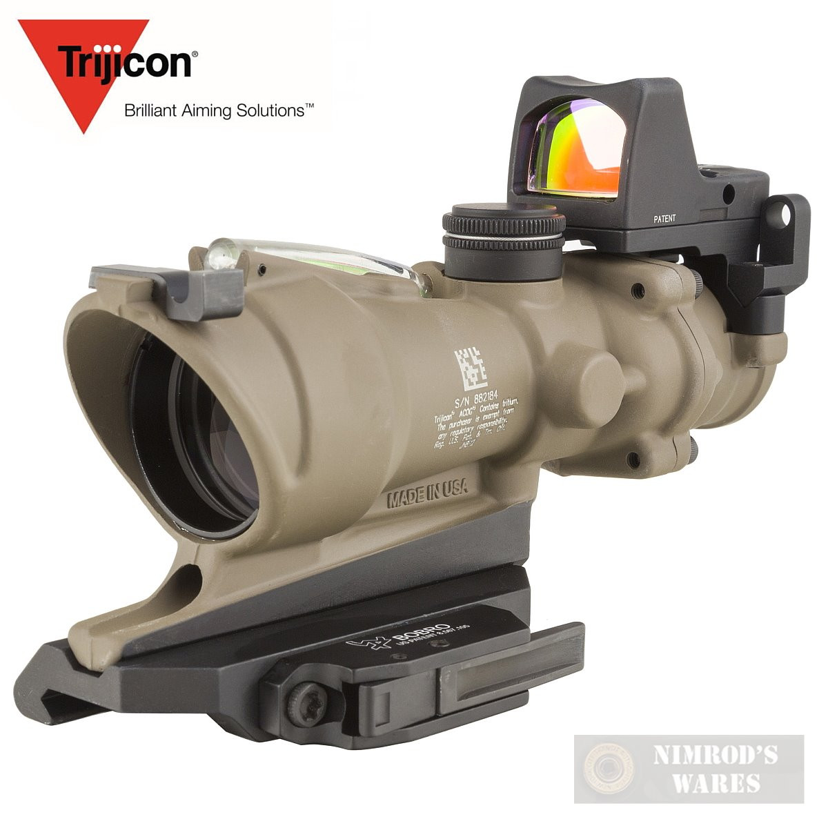Trijicon ACOG 4x32 ECOS Scope + RMR Green Crosshair Reticle 5.56