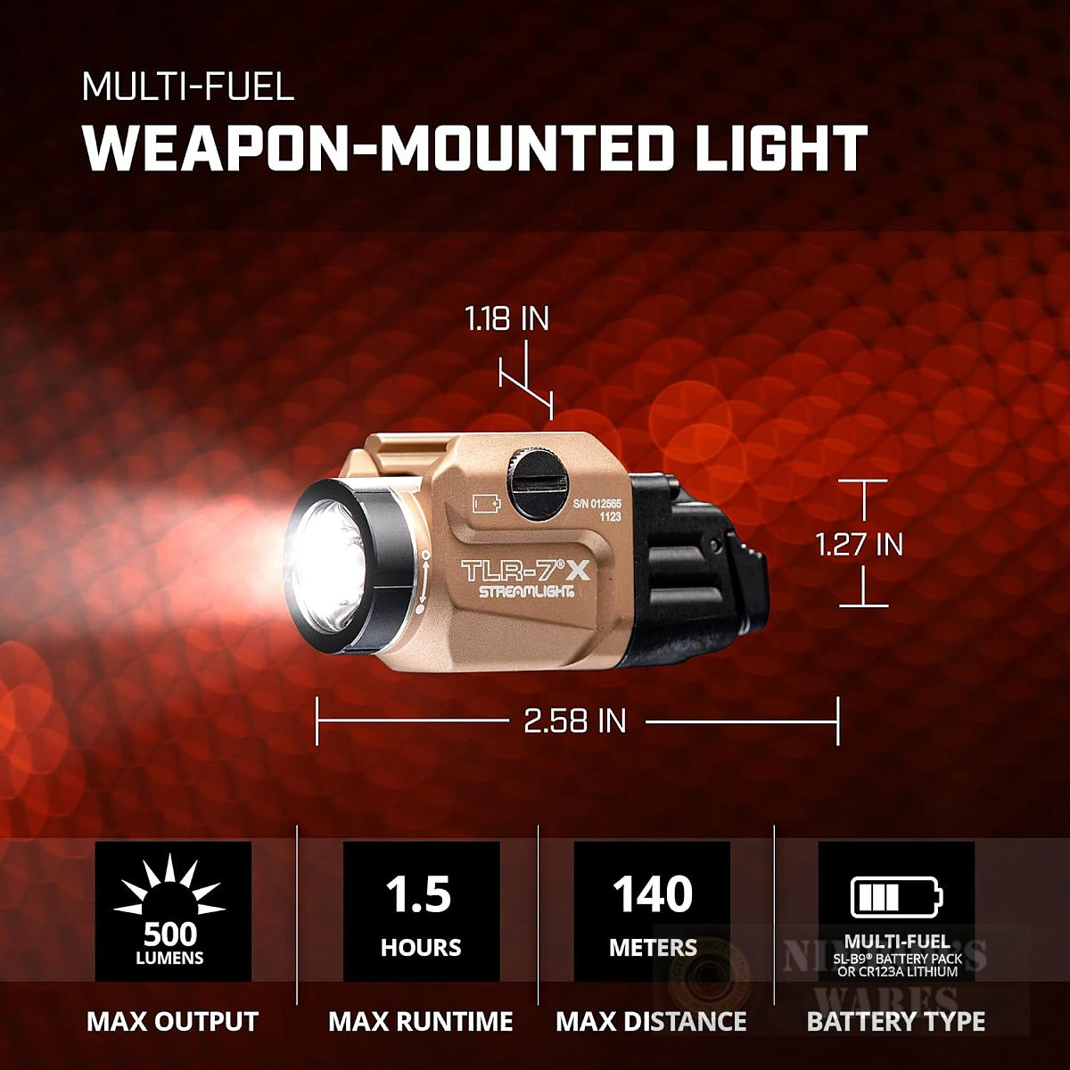 Streamlight TLR-7X WEAPONLIGHT 500 Lumens Multi-Fuel Rechargeable