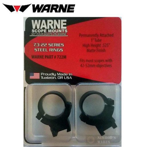 WARNE Permanent 1" High Scope Rings 11mm 3/8" 722M